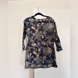 Dolma bird Floral Patterned Tunic Top